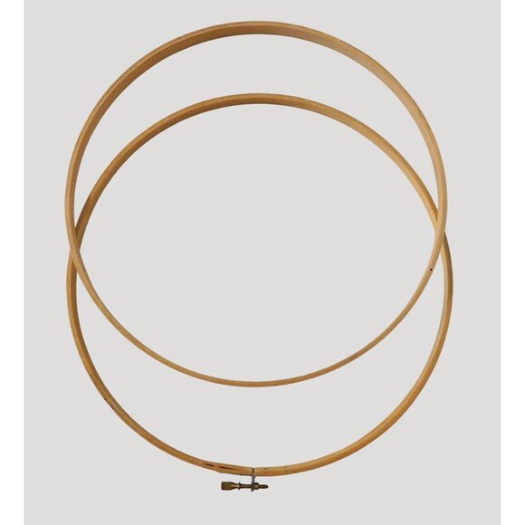 2 Embroidery Hoops Round Plastic 8 Inch Wood 10 Inch Screw Closure Needlework - Picture 4 of 7